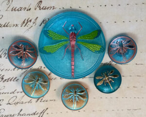 czech glass beads with dragonfly designs