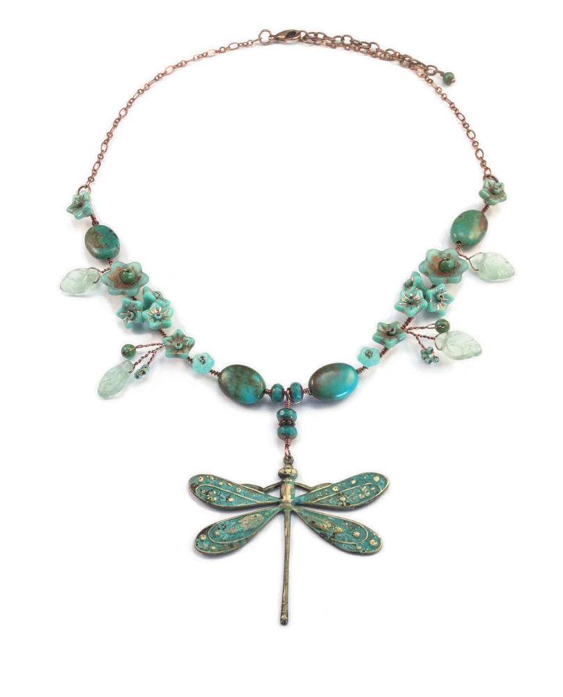 Dragonfly Flower Garden Necklace