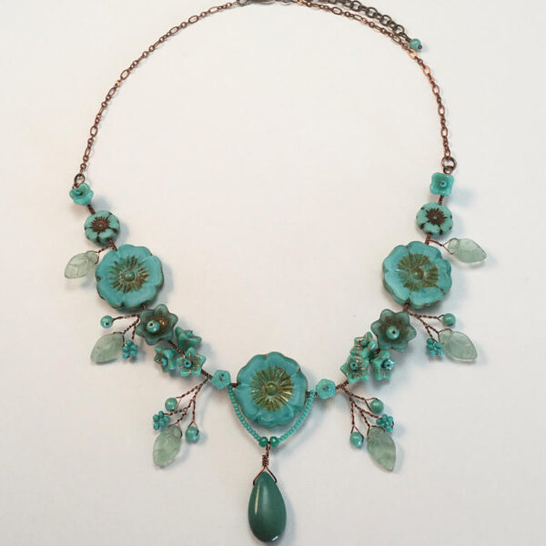 Necklace with czech glass and turquoise