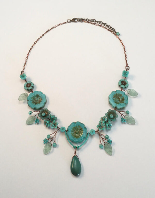 Necklace with czech glass and turquoise