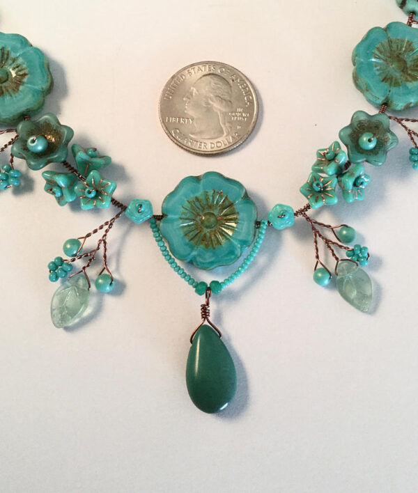 Necklace with Czech glass and turquoise pendant