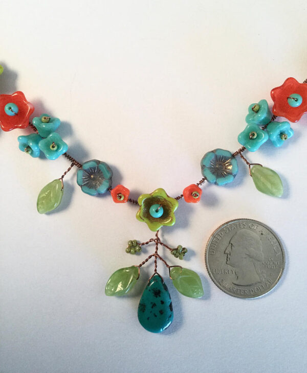 Necklace with Czech glass beads and turquoise