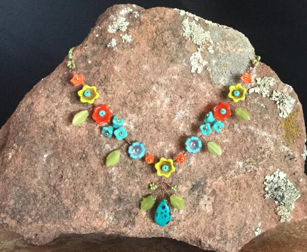 Necklace with Czech glass and turquoise