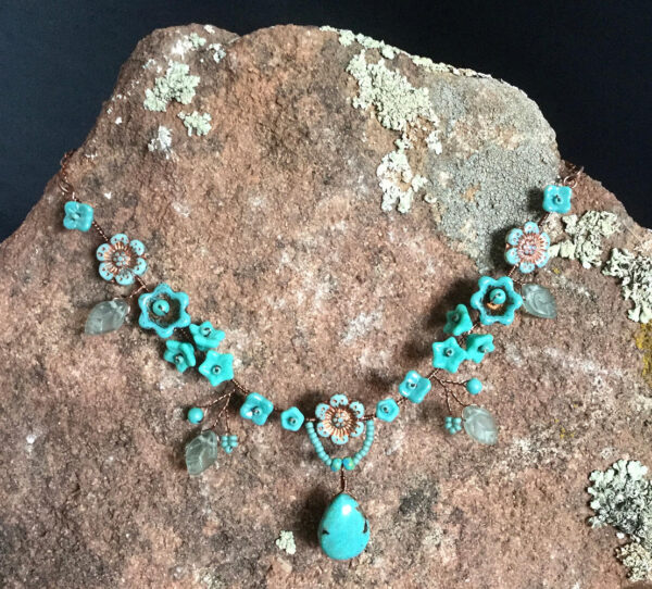 necklace with czeck turquoise beads