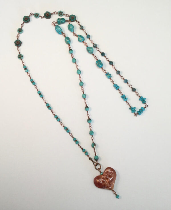 Necklace with copper heart pendant
