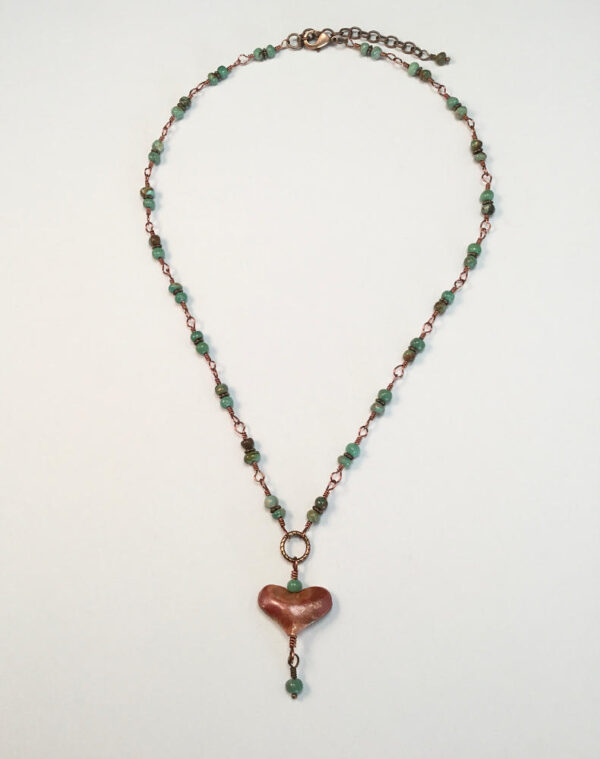 delicate copper heart necklace