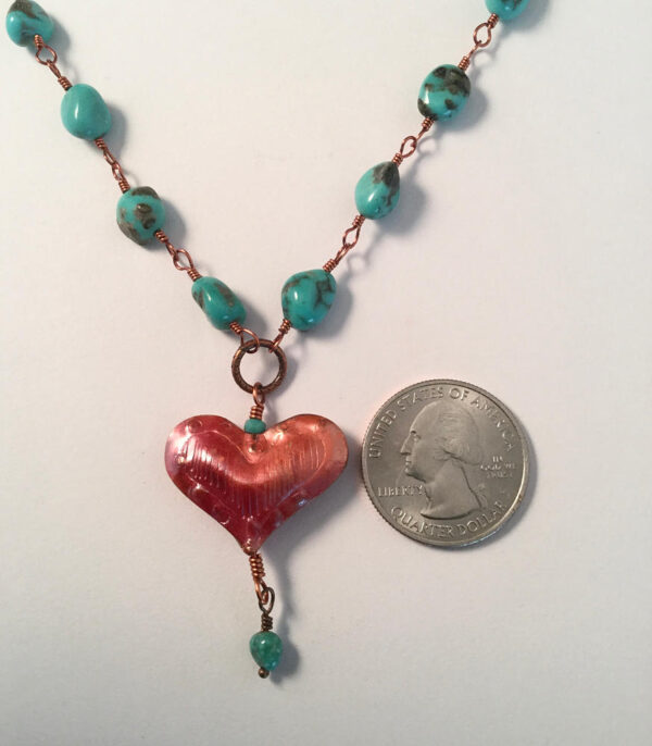 close up up santa fe heart necklace