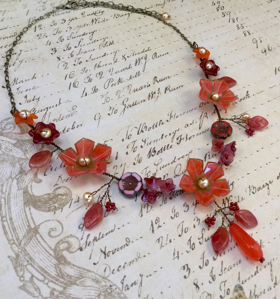 Czech Glass Flower & Leaf Beads